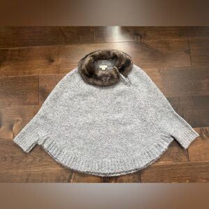 Crewcuts- Size Girls M- Alpaca Wool Poncho with Faux Fur Collar